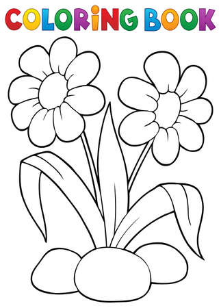 Coloring book spring flower topic 1 - eps10 vector illustration.のイラスト素材