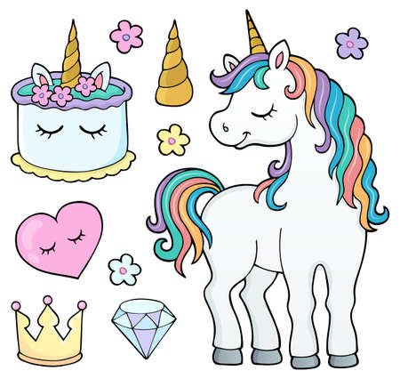 Unicorn and objects theme image 4 - eps10 vector illustration.のイラスト素材