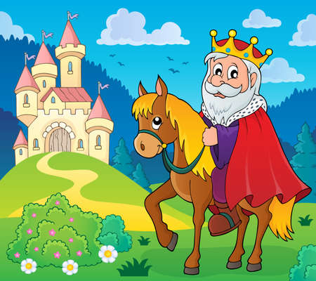 King on horse  theme   illustration.のイラスト素材