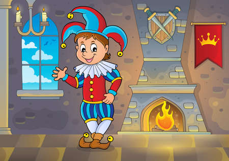 Happy jester theme image illustration.のイラスト素材