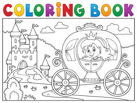 Coloring book princess carriage image vector illustration.のイラスト素材