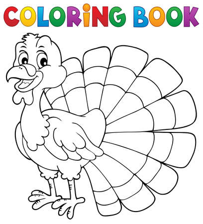Coloring book turkey bird theme 1 - eps10 vector illustration.のイラスト素材