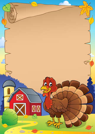 Turkey bird theme parchment 1 - eps10 vector illustration.のイラスト素材