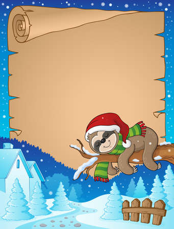 Christmas sloth theme parchment 2 - eps10 vector illustration.のイラスト素材