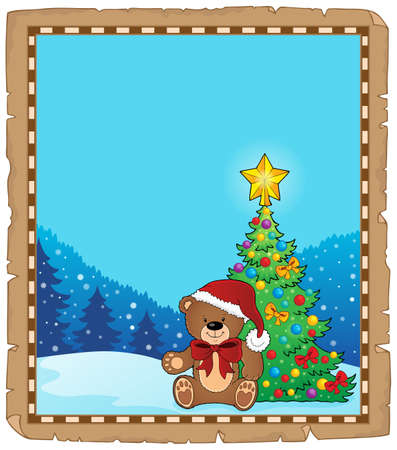 Christmas teddy bear topic parchment 1 - eps10 vector illustration.のイラスト素材