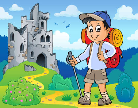 Image with hiker boyのイラスト素材