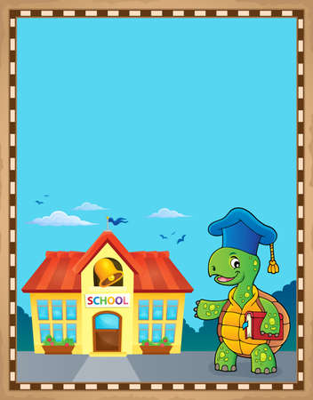 Turtle teacher theme parchment 2 - eps10 vector illustration.のイラスト素材