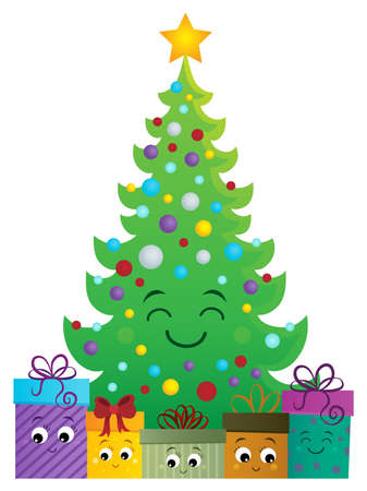 Stylized Christmas tree and gifts 1 - eps10 vector illustration.のイラスト素材