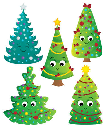 Stylized Christmas trees collection 2 - eps10 vector illustration.のイラスト素材