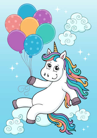 Unicorn with balloons topic imageのイラスト素材