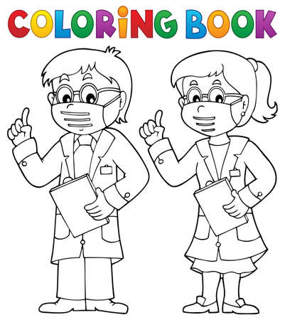 Coloring book two advising doctorsのイラスト素材