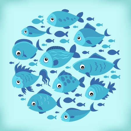 Stylized fishes topic imageのイラスト素材