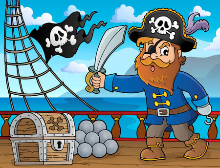 Pirate holding sabre themeのイラスト素材