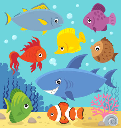 Stylized fishes topic imageのイラスト素材