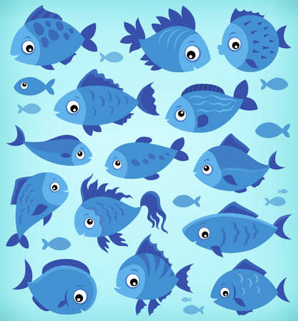 Stylized fishes topic imageのイラスト素材