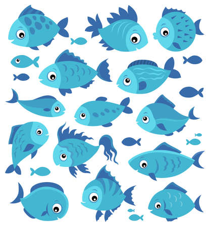 Stylized fishes theme setのイラスト素材