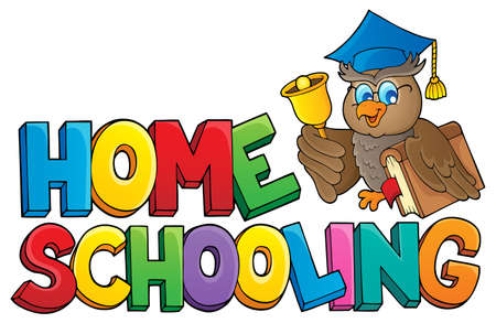 Home schooling theme sign 2 - eps10 vector illustration.のイラスト素材
