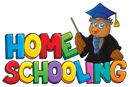 Home schooling theme sign 3 - eps10 vector illustration.のイラスト素材