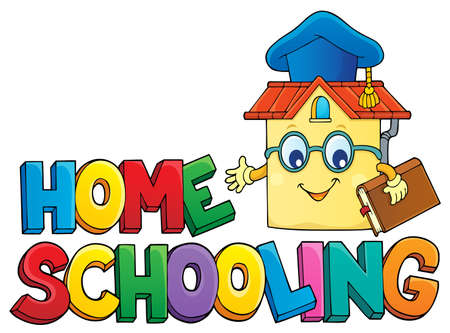 Home schooling theme sign 6 - eps10 vector illustration.のイラスト素材