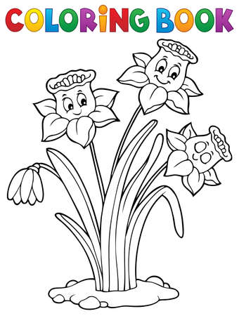 Coloring book narcissus flower image 1 - eps10 vector illustration.のイラスト素材