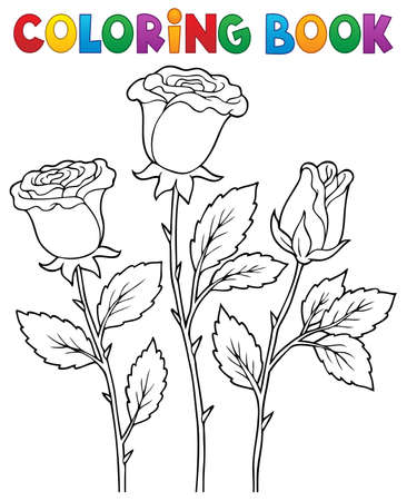Coloring book rose flower image 1 - eps10 vector illustration.のイラスト素材
