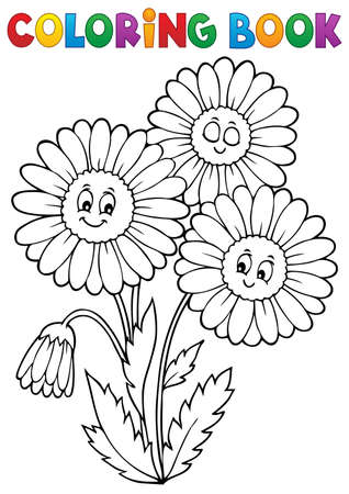 Coloring book daisy flower image 1 - eps10 vector illustration.のイラスト素材