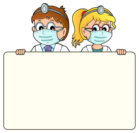 Doctors holding blank panel theme 1 - eps10 vector illustration.のイラスト素材