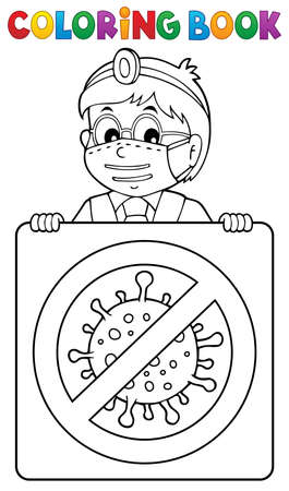 Coloring book doctor with sign themeのイラスト素材