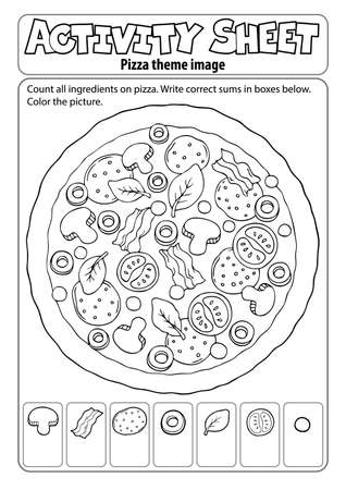 Activity sheet pizza themeのイラスト素材