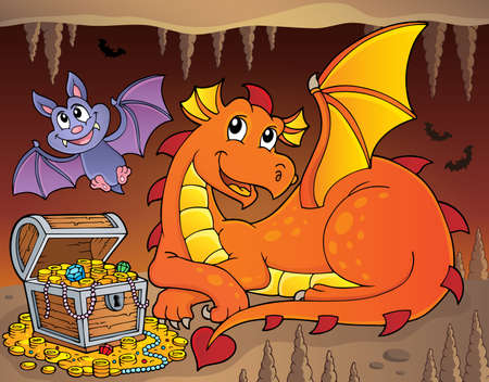 Lying dragon theme image 4 - eps10 vector illustration.のイラスト素材