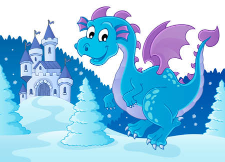 Winter dragon themeのイラスト素材