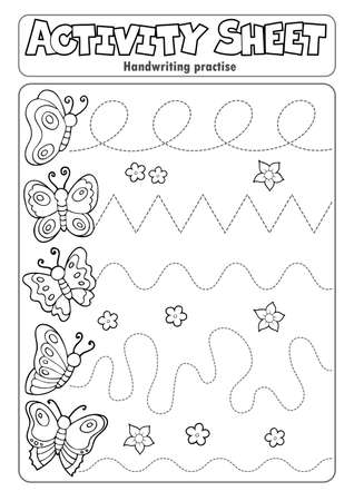 Activity sheet handwriting practise topic 3 - eps10 vector illustration.のイラスト素材