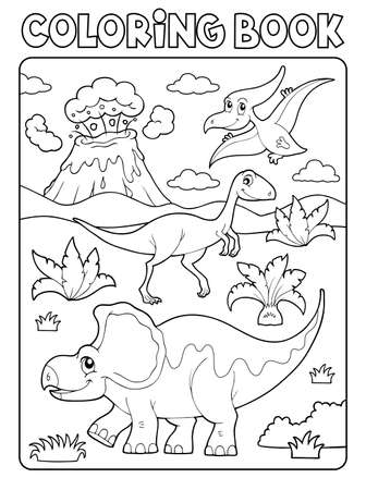 Coloring book dinosaurのイラスト素材
