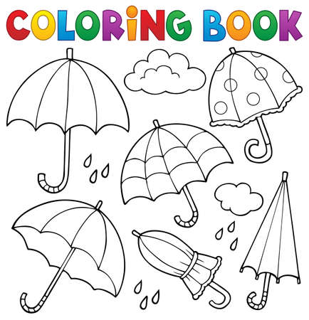 Coloring book umbrella theme set 1 - eps10 vector illustration.のイラスト素材