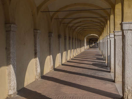 Portico of the Capuchins in Comacchio, photographed in the late afternoonのeditorial素材