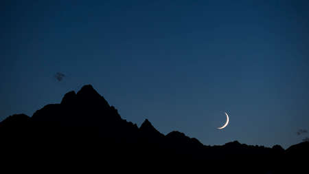 The Stone King with the moon on a summer eveningの写真素材