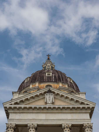 detail of the dome of the Basilica di Superga, on the hill of Turin, Italyの写真素材