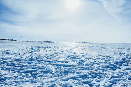 Views of Sierra Nevada national park in Granada, Spain in the winter season in a sunny day. Leisure concept.の写真素材