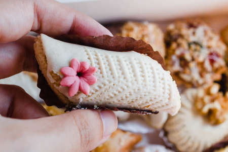 Close-up of almond made moroccan sweetの写真素材