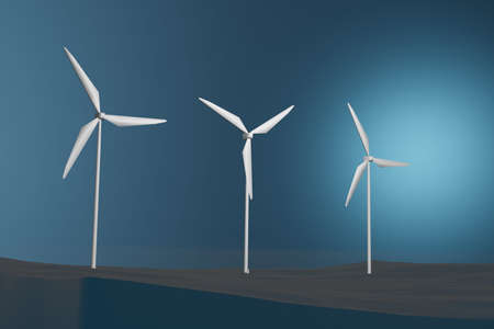 Wind turbine offshore, 3D illustrationの写真素材