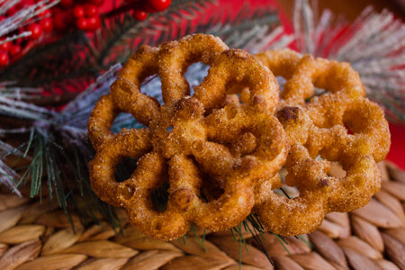 Bunuelos are a typical fritter in Mexico eaten for Christmasの写真素材