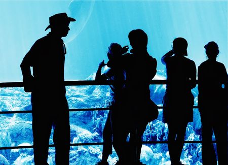 People in the aquariumの写真素材