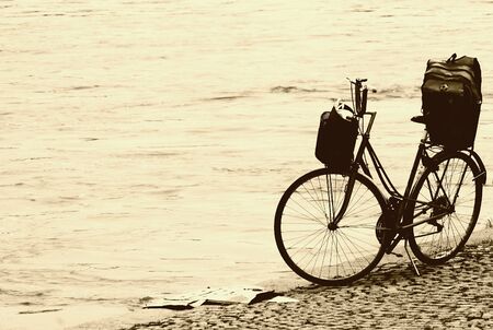 Vintage bicycle on the beachの写真素材