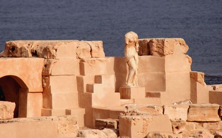 The ancient city of Sabratha, Libyaの写真素材