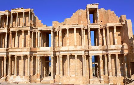 Roman theater, the ancient city of Sabratha, Libyaの写真素材