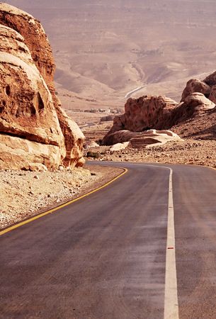 Road in the rock desertの写真素材