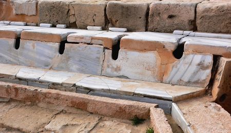 Antique Roman water closet, Sabratha, Libyaの写真素材