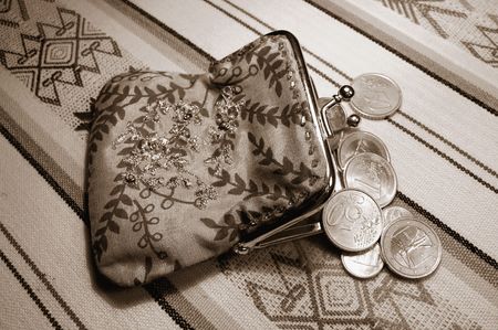 Coins and change purse の写真素材