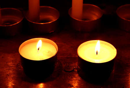 Votive candles in the churchのeditorial素材