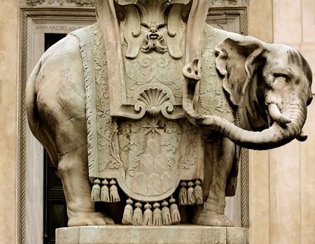 The elephant (nickname Piggy) by the famous Baroque sculptor Gian Lorenzo Bernini, Piazza della Minerva, Romeの写真素材
